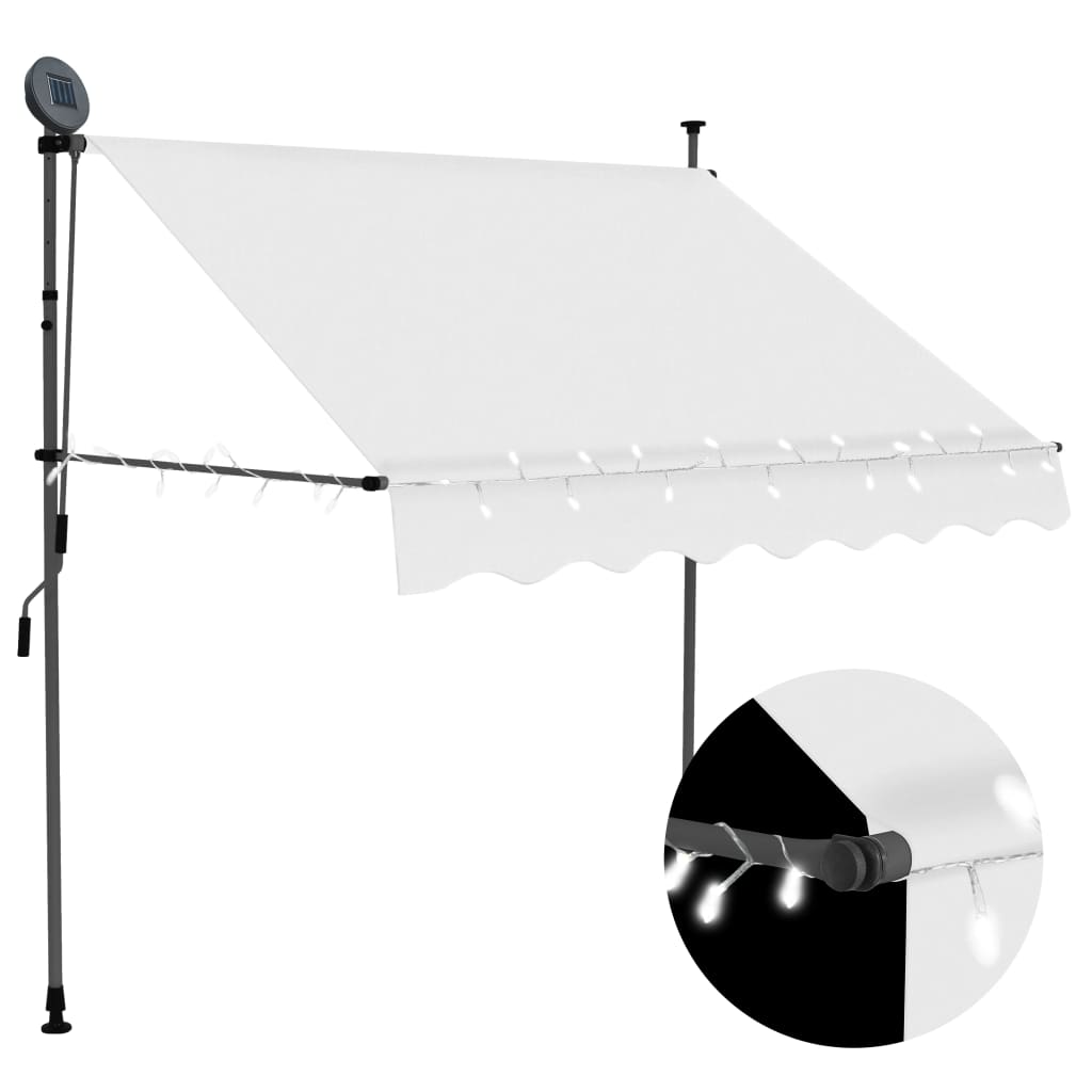 Manual Retractable Awning with LED 150 cm Cream - Unbeatable Bargains