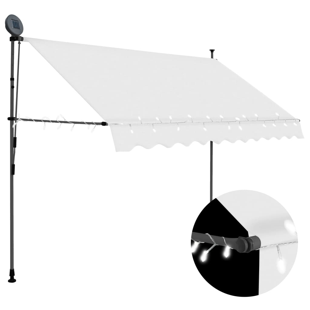 Manual Retractable Awning with LED 250 cm Cream - Unbeatable Bargains