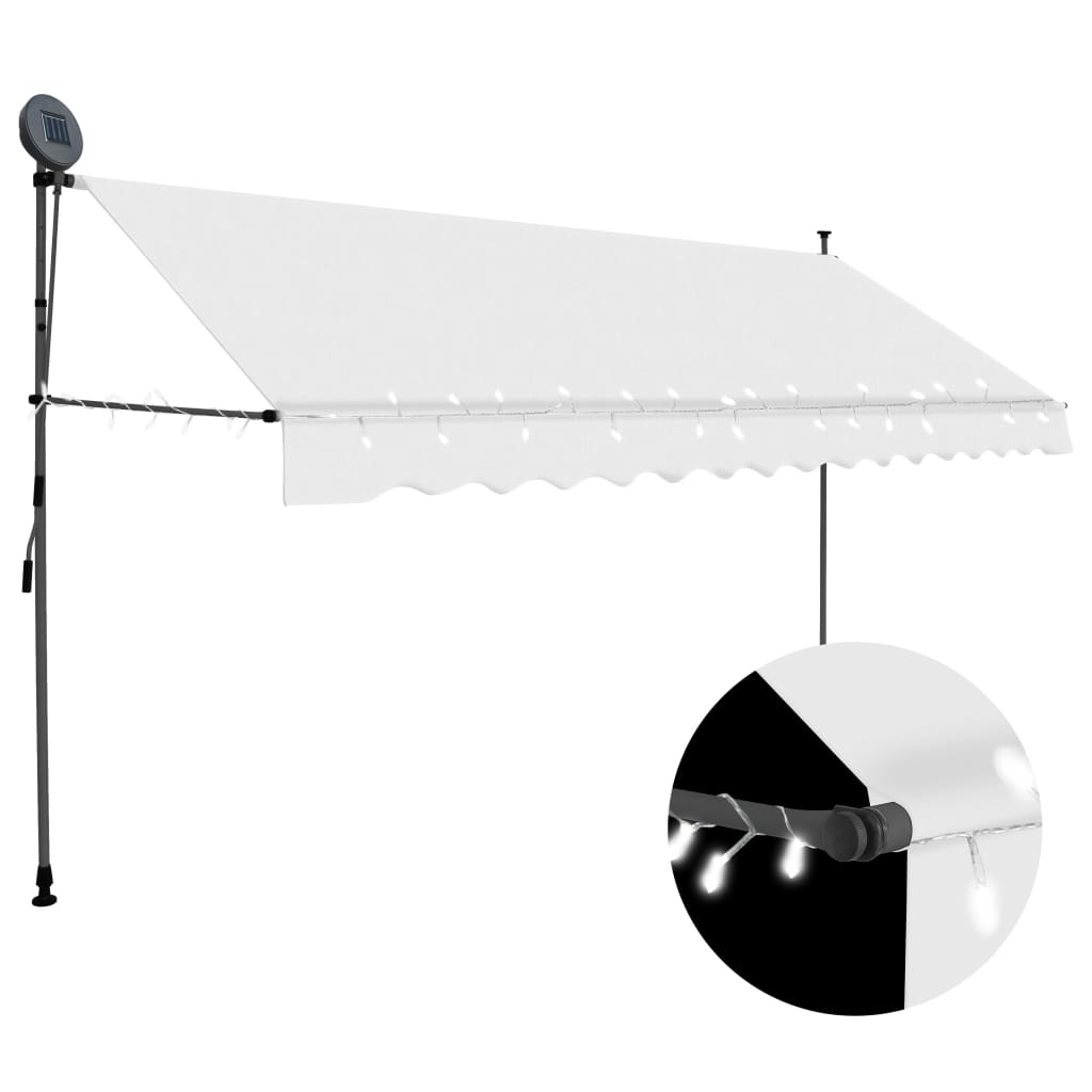 Manual Retractable Awning with LED 350 cm Cream - Design Hut