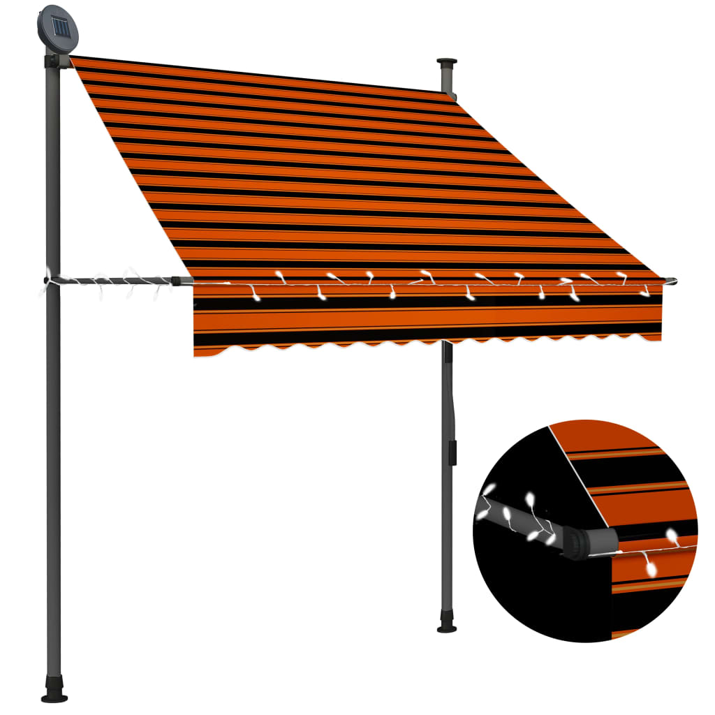 Manual Retractable Awning with LED 150 cm Orange and Brown - Millennium Furniture