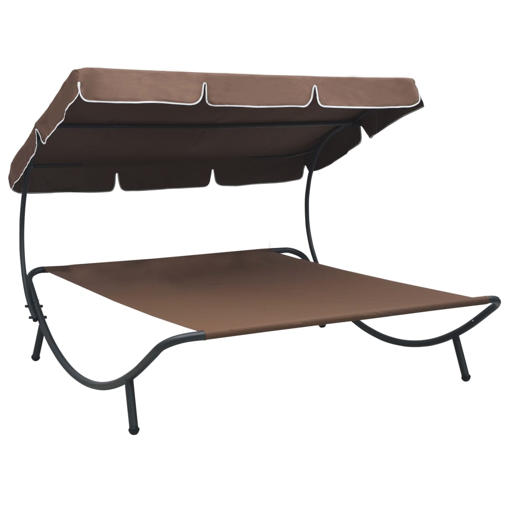 Outdoor Lounge Bed with Canopy Brown - Millennium Furniture