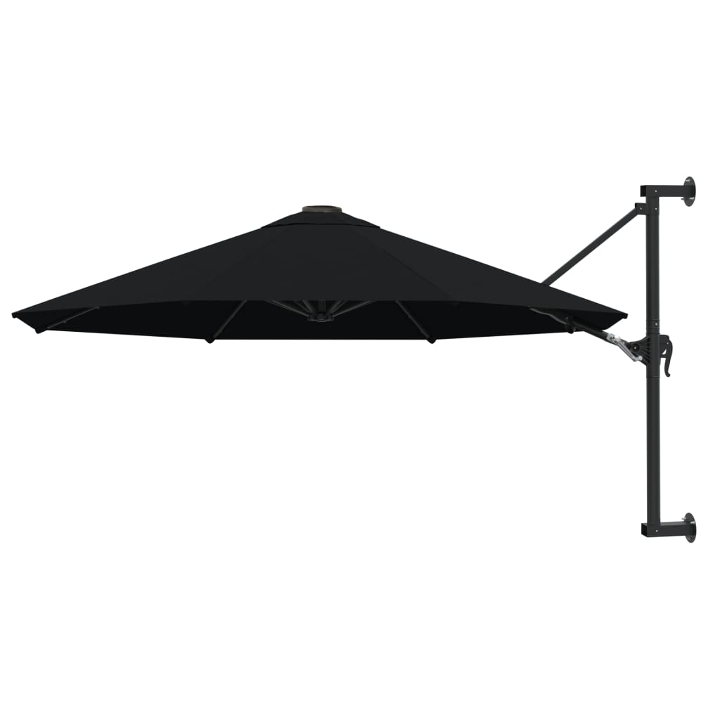 Wall-Mounted Parasol with Metal Pole 300 cm Black - R and M Furniture