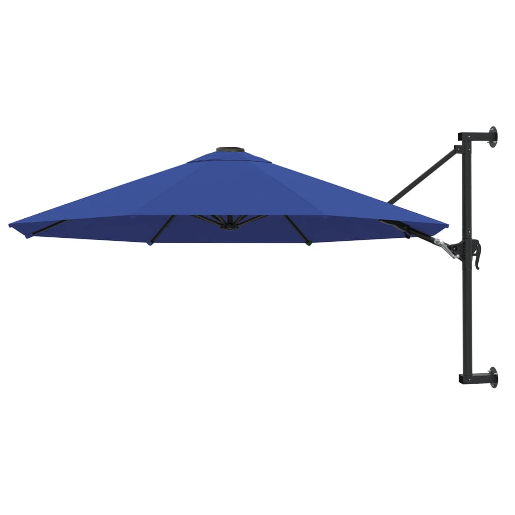 Wall-Mounted Garden Parasol with Metal Pole 300 cm Blue - Direct Imports