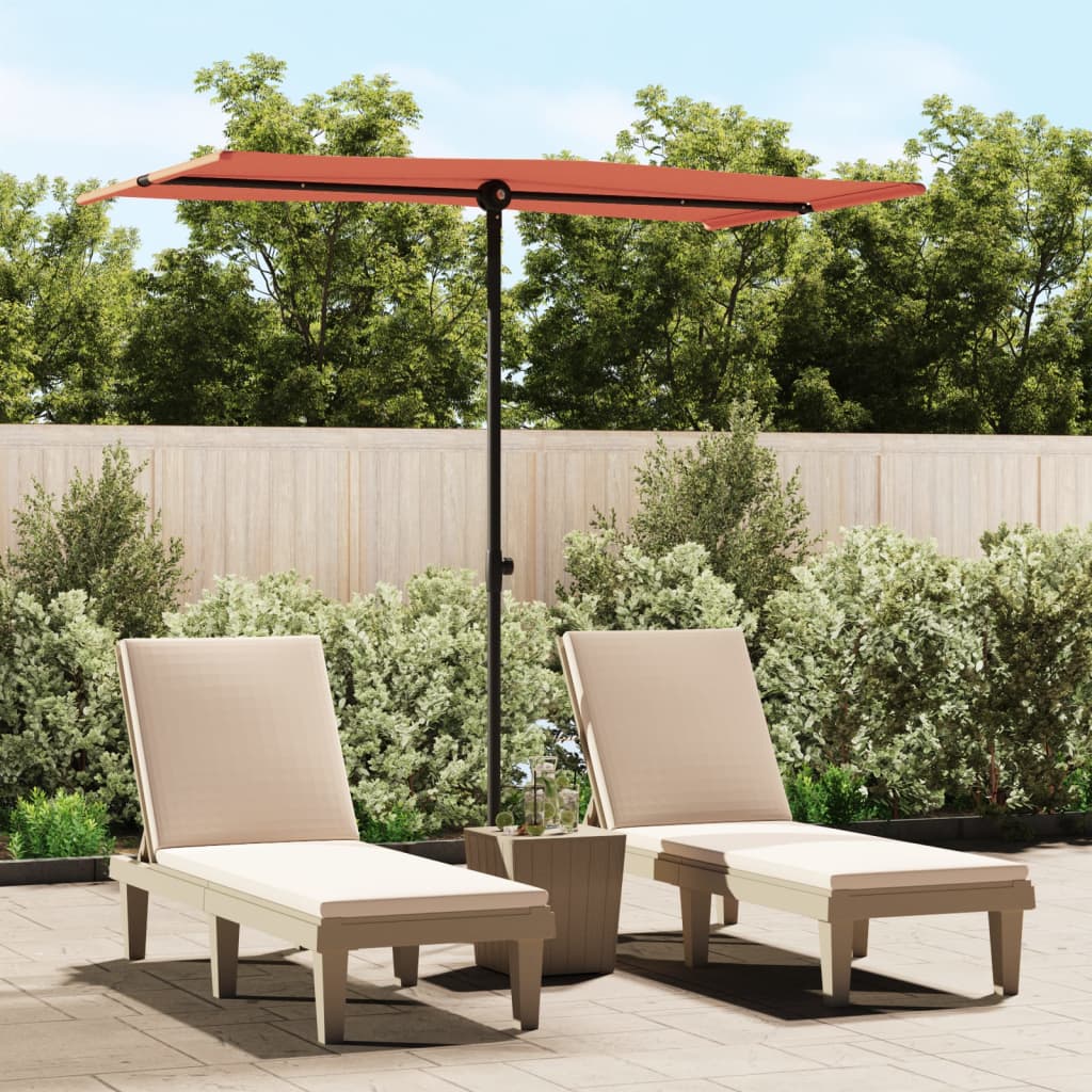 Outdoor Parasol with Aluminium Pole 180x110 cm Terracotta - Decor Base