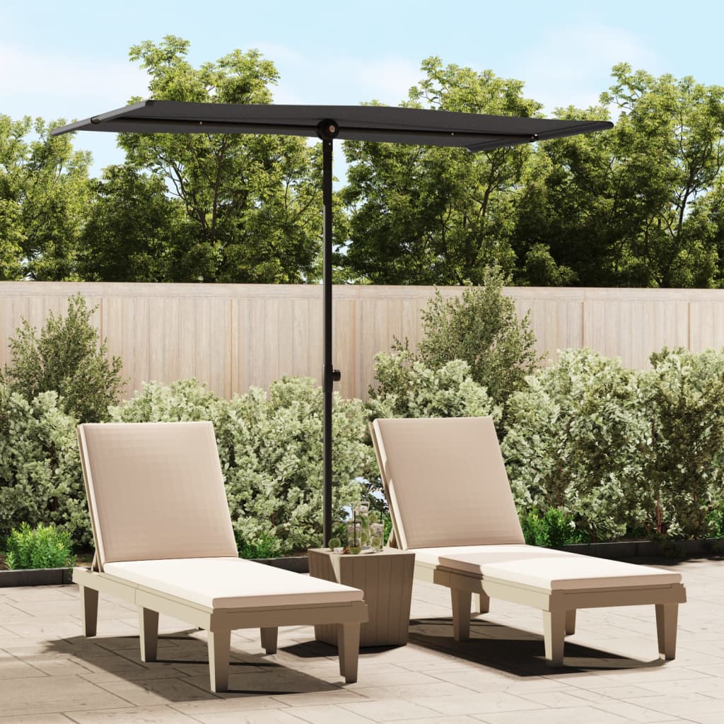 Outdoor Parasol with Aluminium Pole 180x110 cm Black - Design Hut