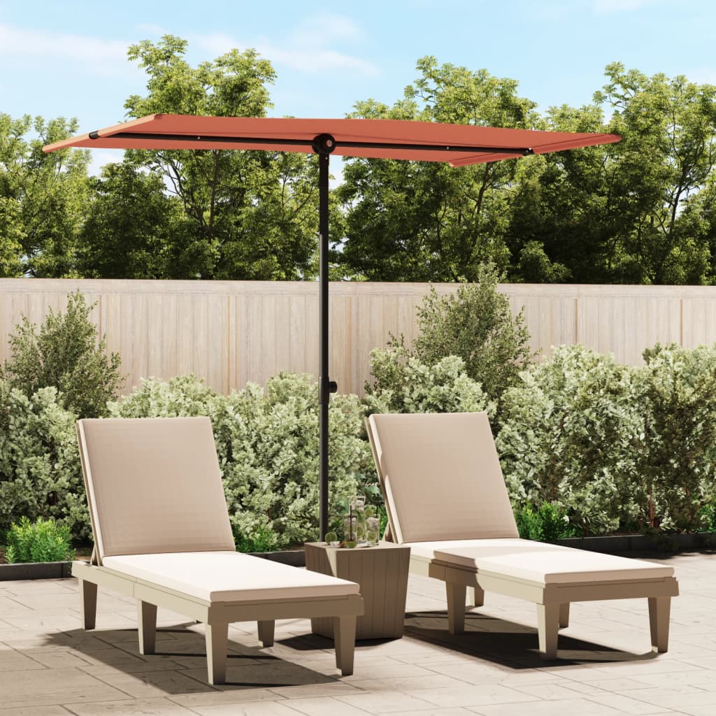 Outdoor Parasol with Aluminium Pole 2x1.5 m Terracotta - Design Hut