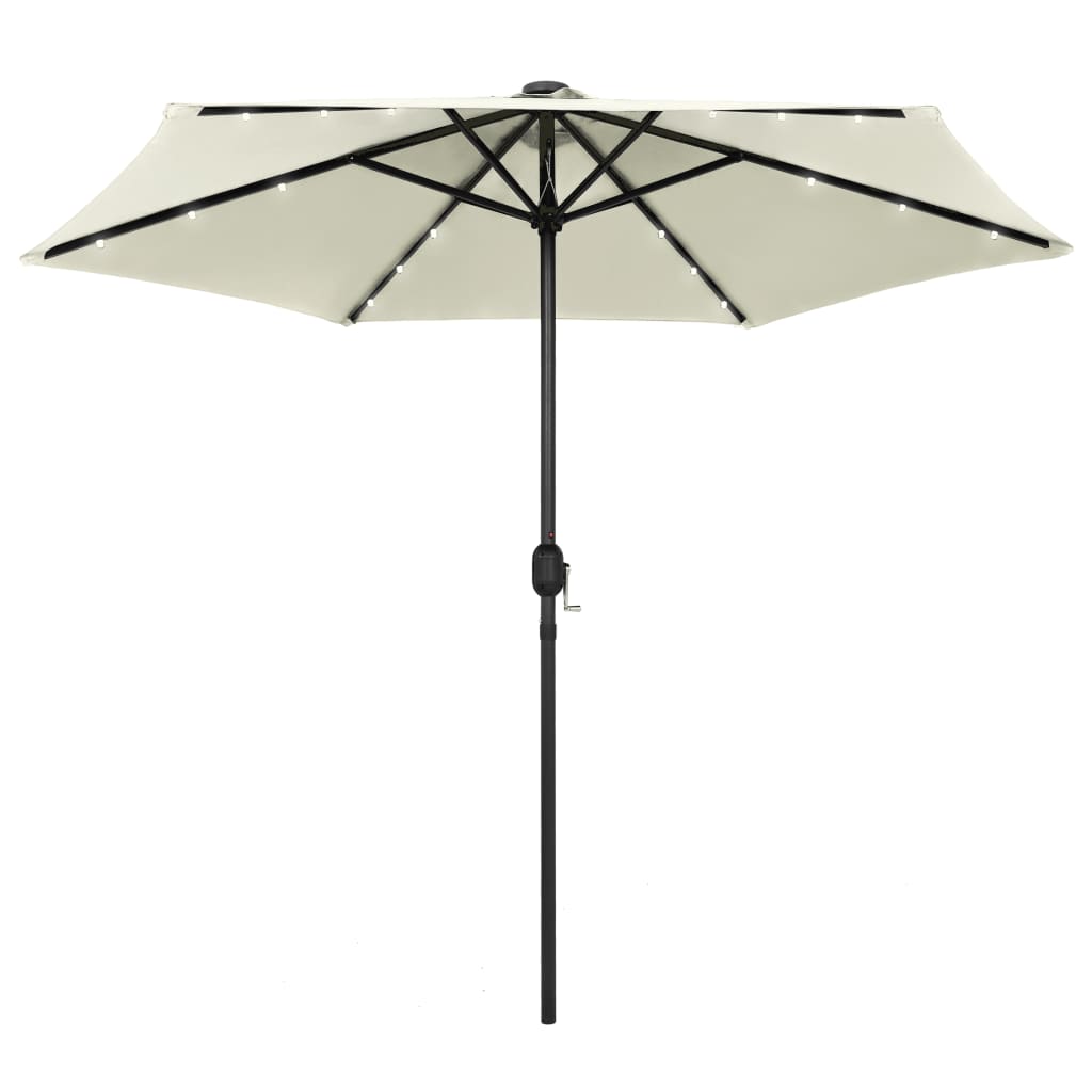 Parasol with LED Lights and Aluminium Pole 270 cm Sand White - Unbeatable Bargains