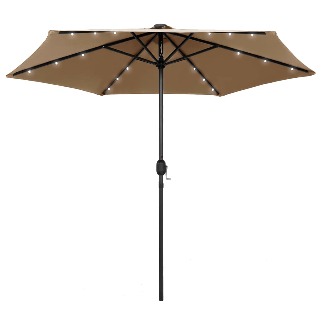 Parasol with LED Lights and Aluminium Pole 270 cm Taupe - Discount Dealers