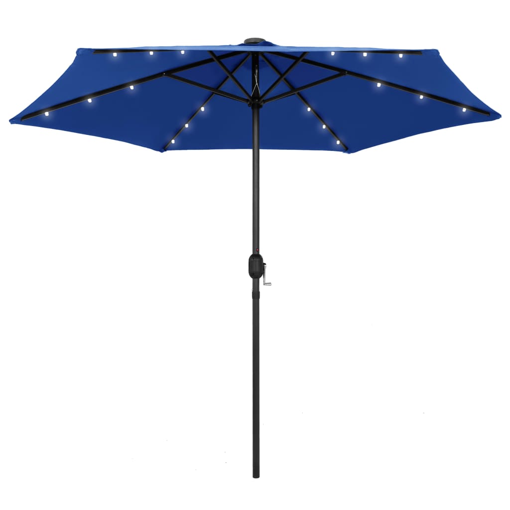 Parasol with LED Lights and Aluminium Pole 270 cm Azure Blue - Decor Base