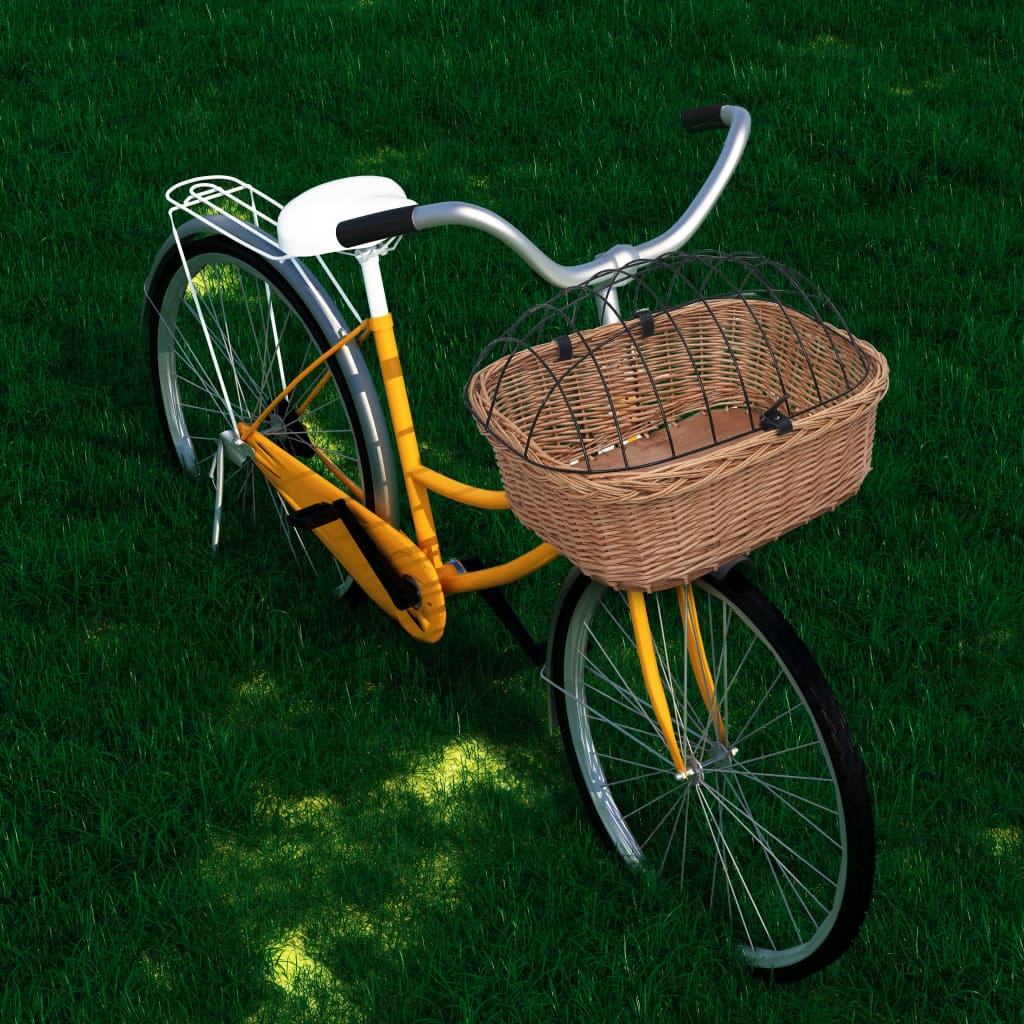 Bike Front Basket with Cover 50x45x35 cm Natural Willow - Tyrell & Tyrell