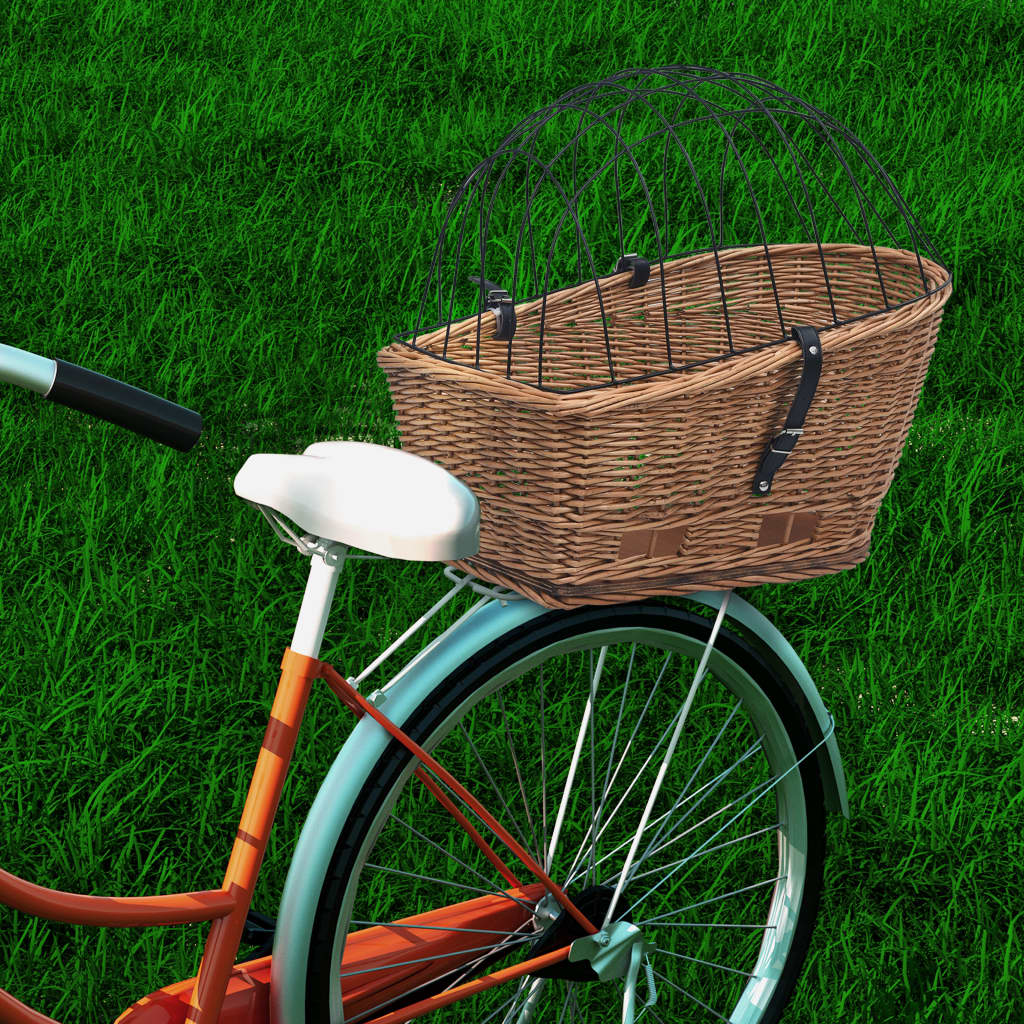 Bike Rear Basket with Cover 55x31x36 cm Natural Willow - Sid & Sam