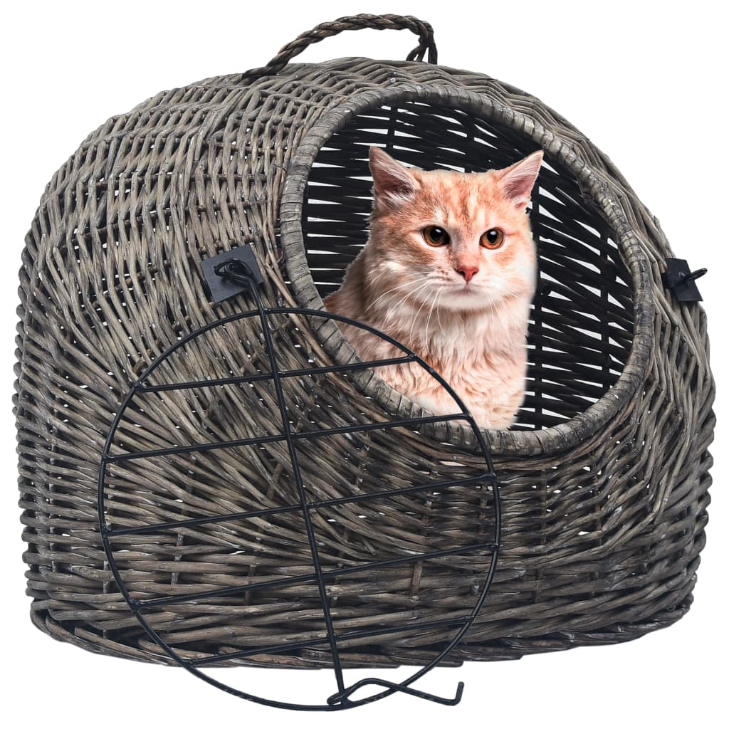 Cat Transporter Grey 45x35x35 cm Natural Willow - All Things Good