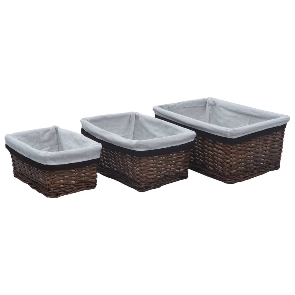 3 Piece Nesting Basket Set Brown Willow - Discount Dealers