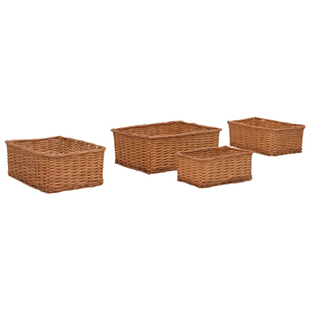 4 Piece Nesting Basket Set Brown Willow - All Things Good