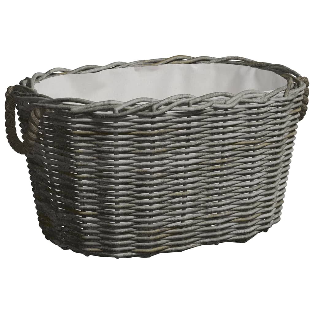 Firewood Basket with Carrying Handles 60x40x28 cm Grey Willow - Tyrell & Tyrell
