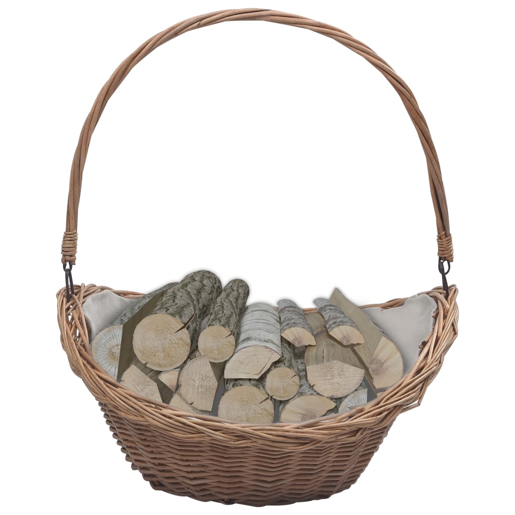 Firewood Basket with Handle 57x46.5x52 cm Brown Willow - Decor Base