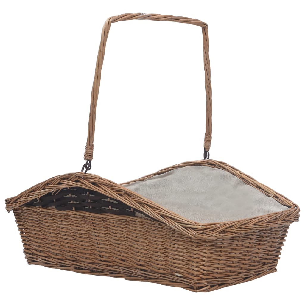 Firewood Basket with Handle 61.5x46.5x58 cm Brown Willow - Design Hut