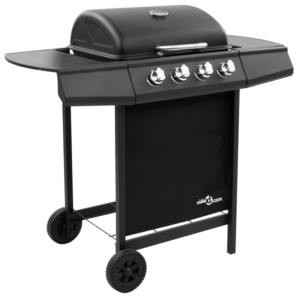 Gas BBQ Grill with 4 Burners Black (FR/BE/IT/UK/NL only) - Unbeatable Bargains