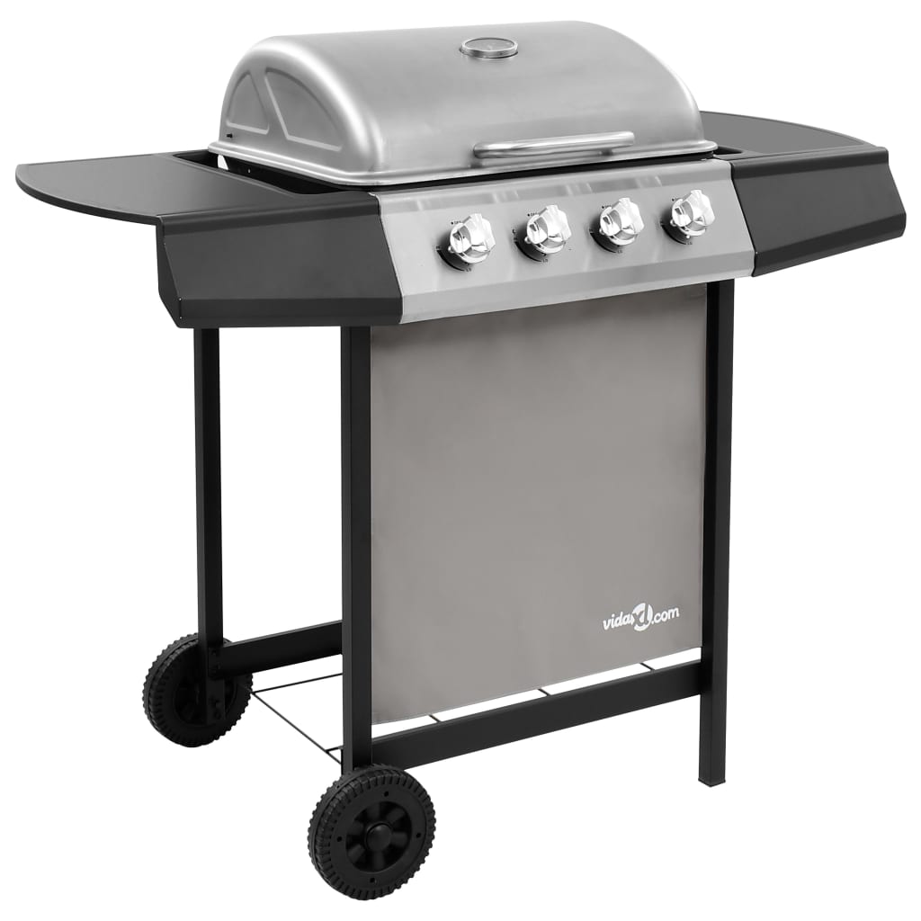 Gas BBQ Grill with 4 Burners Black and Silver (FR/BE/IT/UK/NL only) - Merkel Designers
