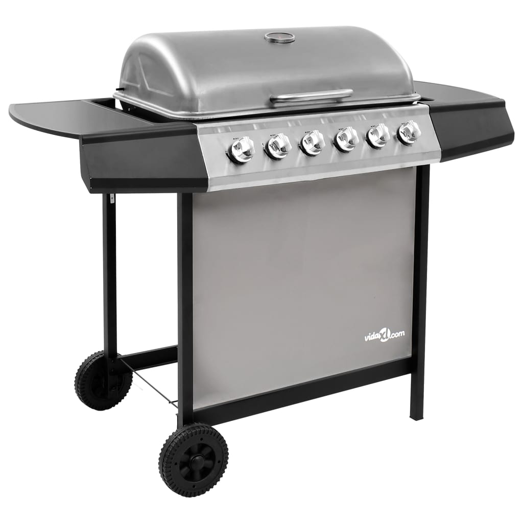 Gas BBQ Grill with 6 Burners Black and Silver (FR/BE/IT/UK/NL only) - Sid & Sam