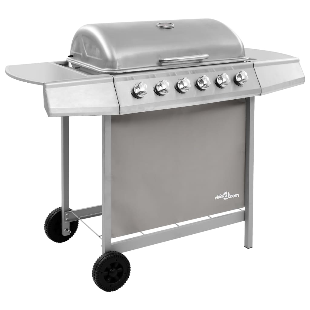 Gas BBQ Grill with 6 Burners Silver (FR/BE/IT/UK/NL only) - Discount Dealers