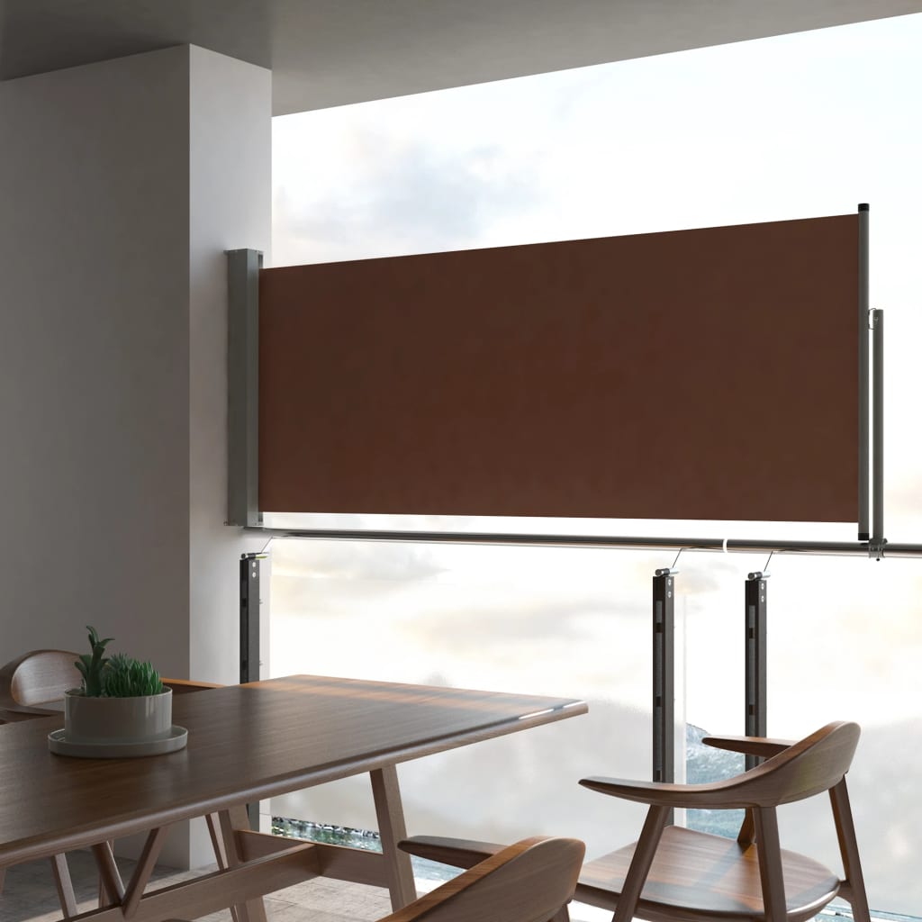Patio Retractable Side Awning 100x300 cm Brown - Design Hut