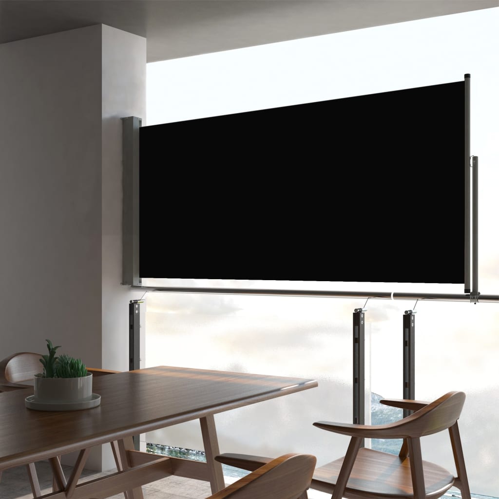 Patio Retractable Side Awning 60x300 cm Black - Unbeatable Bargains