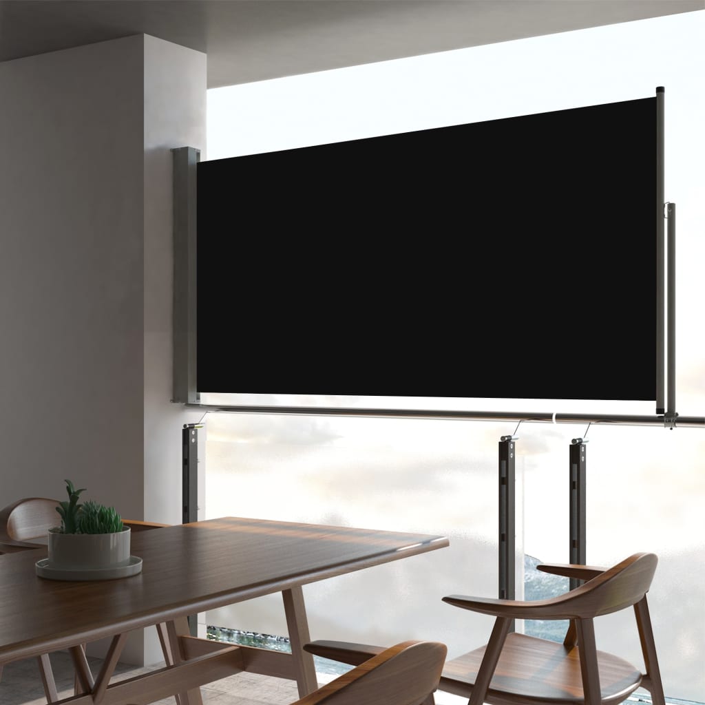 Patio Retractable Side Awning 80x300 cm Black - Tyrell & Tyrell