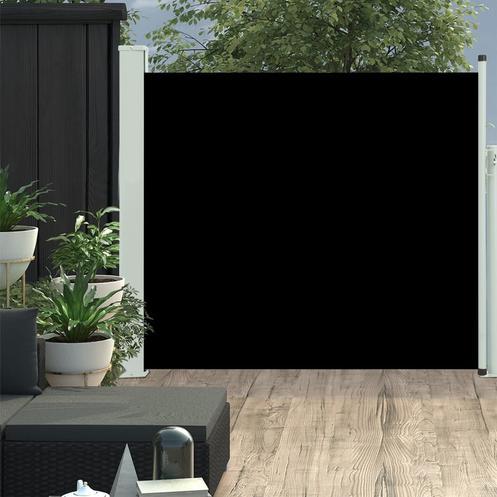 Patio Retractable Side Awning 100x300 cm Black - Decor Base