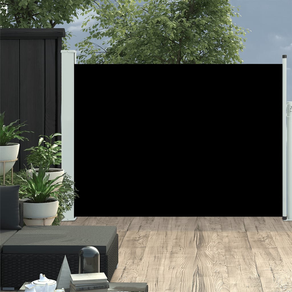 Patio Retractable Side Awning 100x500 cm Black - Design Hut