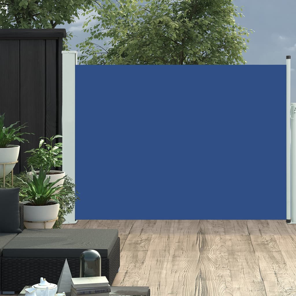 Patio Retractable Side Awning 100x500 cm Blue - Unbeatable Bargains