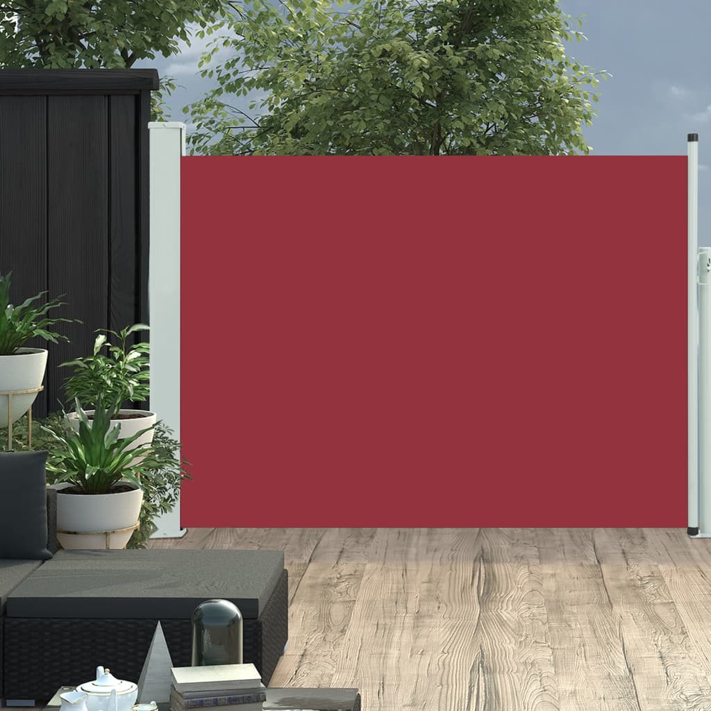Patio Retractable Side Awning 100x500 cm Red - Decor Base