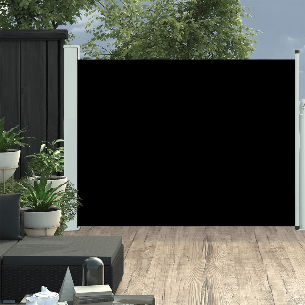 Patio Retractable Side Awning 140x500 cm Black - Design Hut