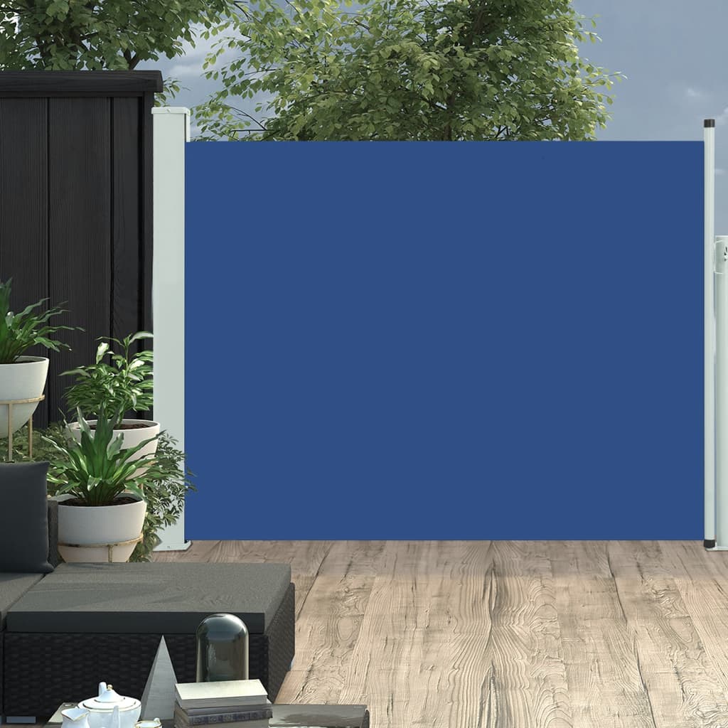 Patio Retractable Side Awning 140x500 cm Blue - Design Hut