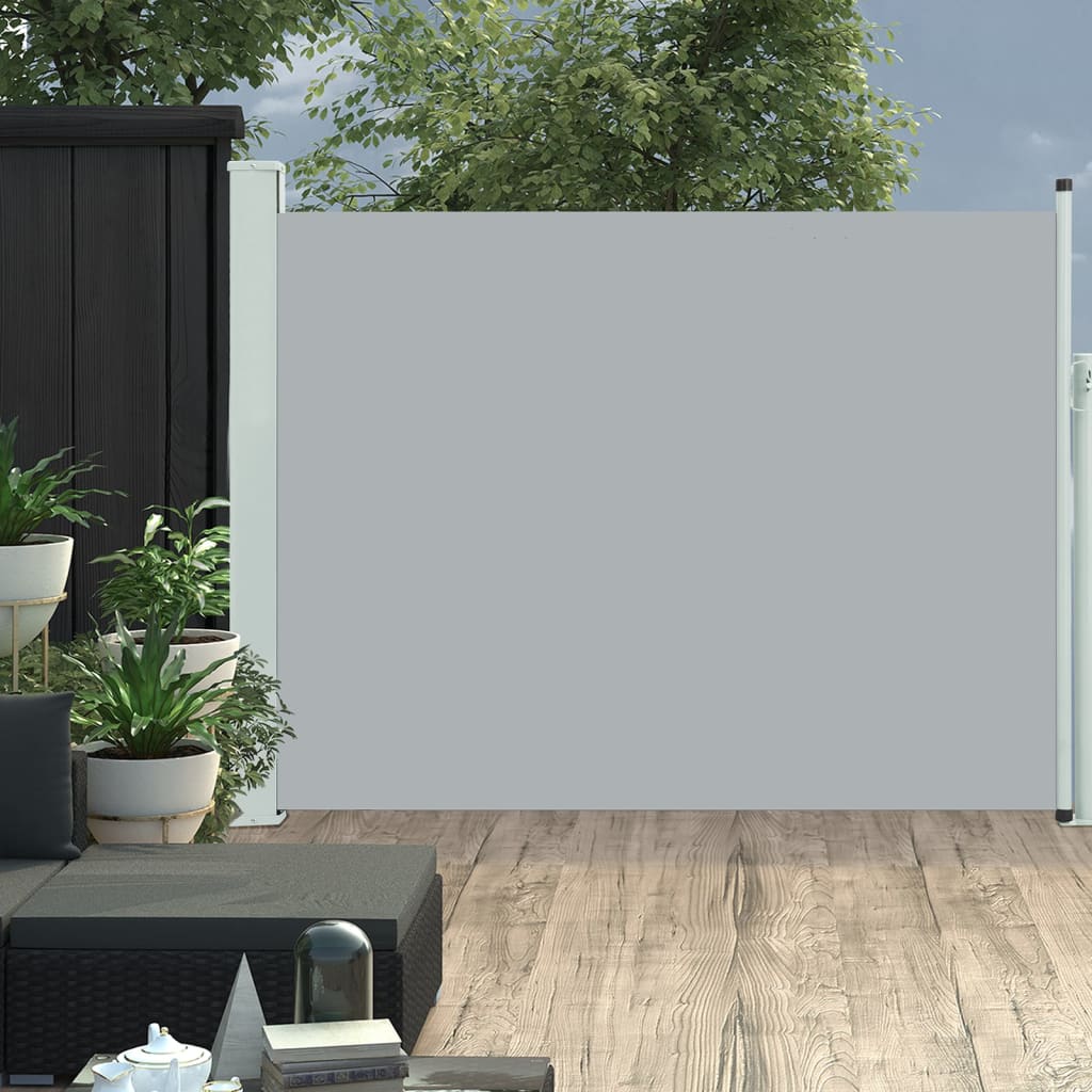 Patio Retractable Side Awning 140x500 cm Grey - Decor Base