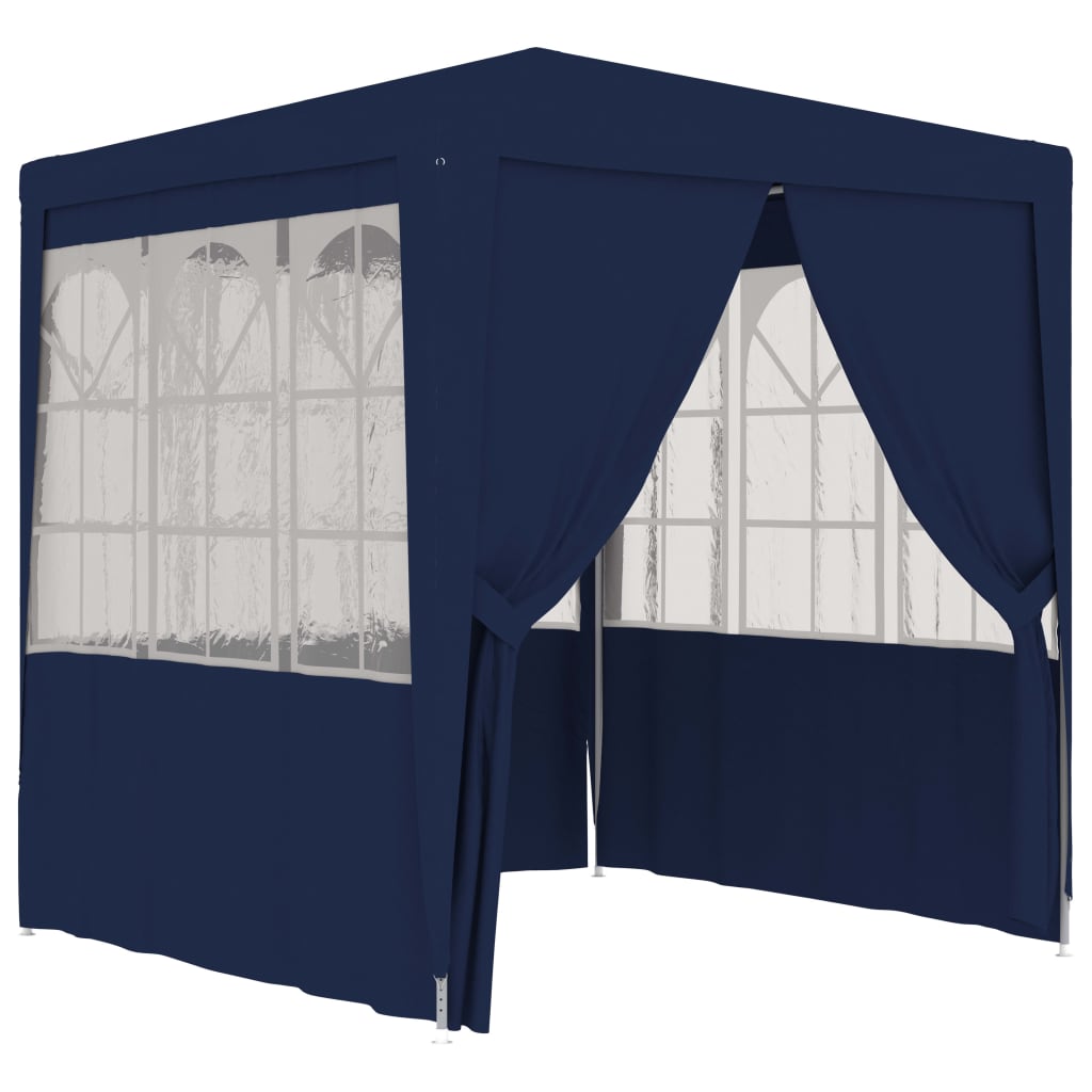 Professional Party Tent with Side Walls 2.5x2.5 m Blue 90 g/m2 - Decor Base