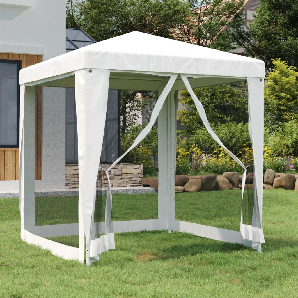 Party Tent with 4 Mesh Sidewalls 2x2 m White - Design Hut