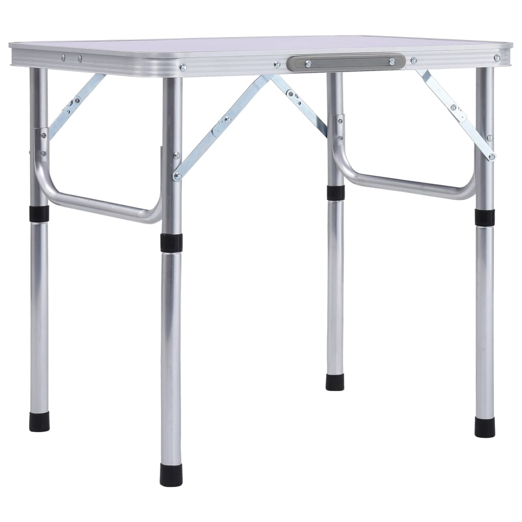 Folding Camping Table White Aluminium 60x45 cm - Decor Base