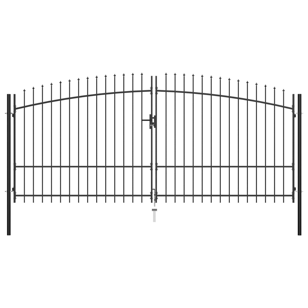 Double Door Fence Gate with Spear Top 400x225 cm - Merkel Designers