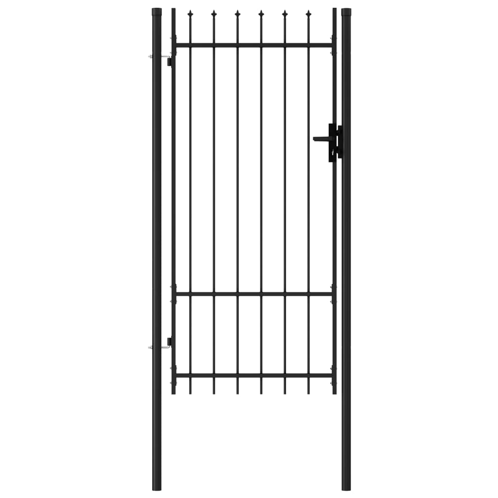 Fence Gate Single Door with Spike Top Steel 1x2 m Black - Direct Imports