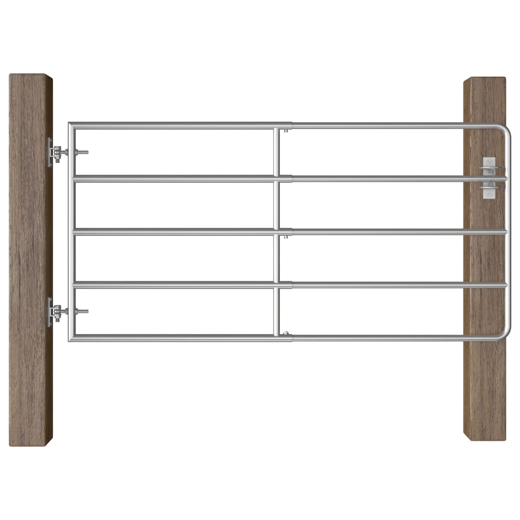 5 Bar Field Gate Steel (95-170)x90 cm Silver - Millennium Furniture