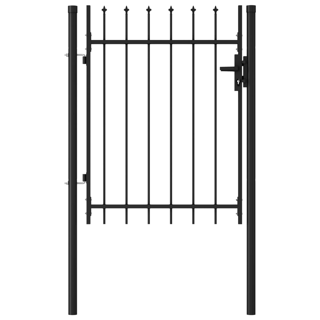 Fence Gate Single Door with Spike Top Steel 1x1.2 m Black - Sid & Sam