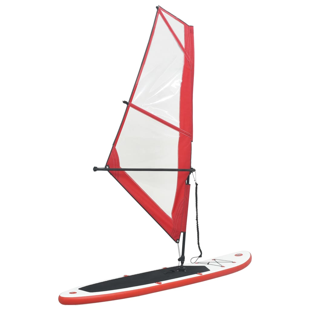 Inflatable Stand Up Paddleboard with Sail Set Red and White - Millennium Furniture