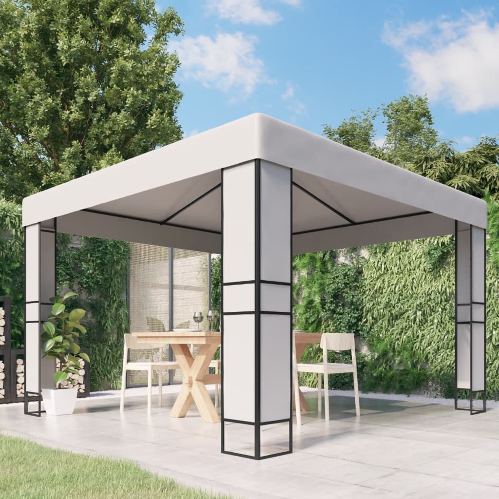 Gazebo with Double Roof 3x3 m White - Merkel Designers