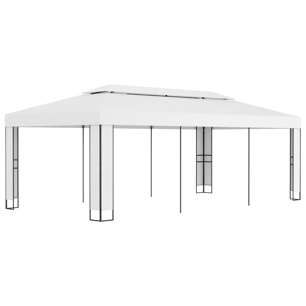 Gazebo with Double Roof 3x6 m White - Tyrell & Tyrell