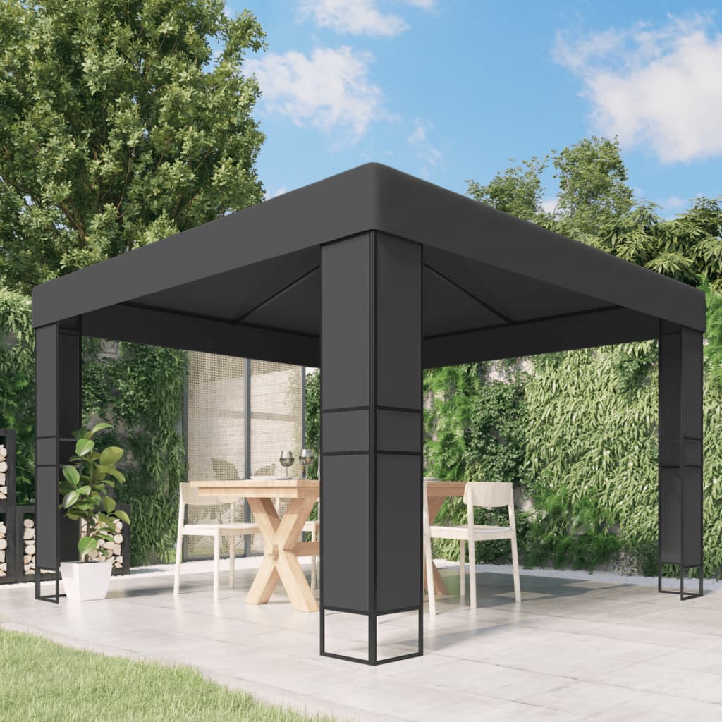 Gazebo with Double Roof 3x3 m Anthracite - Merlin Deals