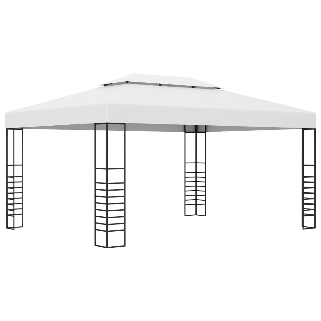 Garden Gazebo Powder-Coated Steel 4x3x2.7 m White - Discount Dealers