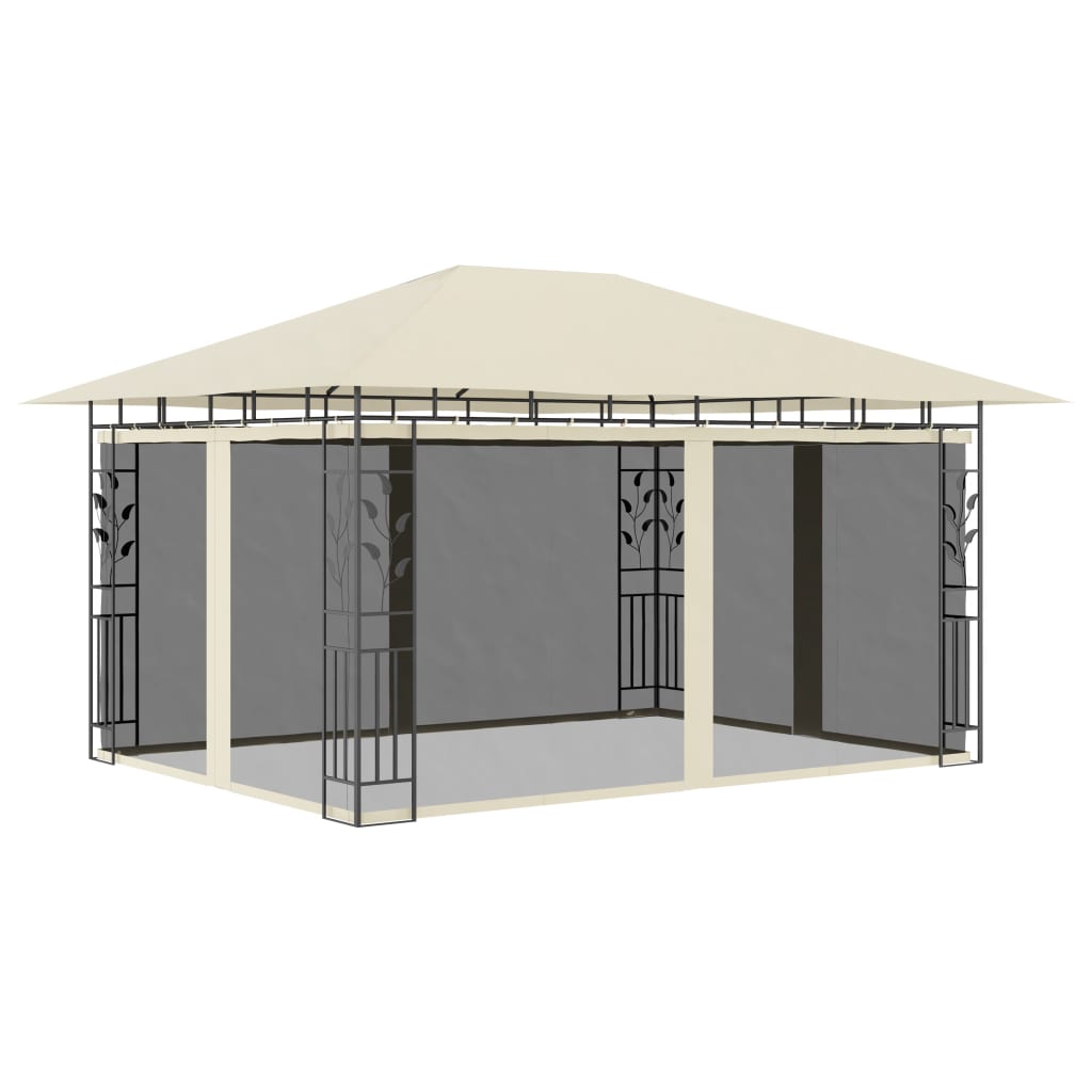 Gazebo with Mosquito Net 4x3x2.73 m Cream 180 g/m2 - Tyrell & Tyrell