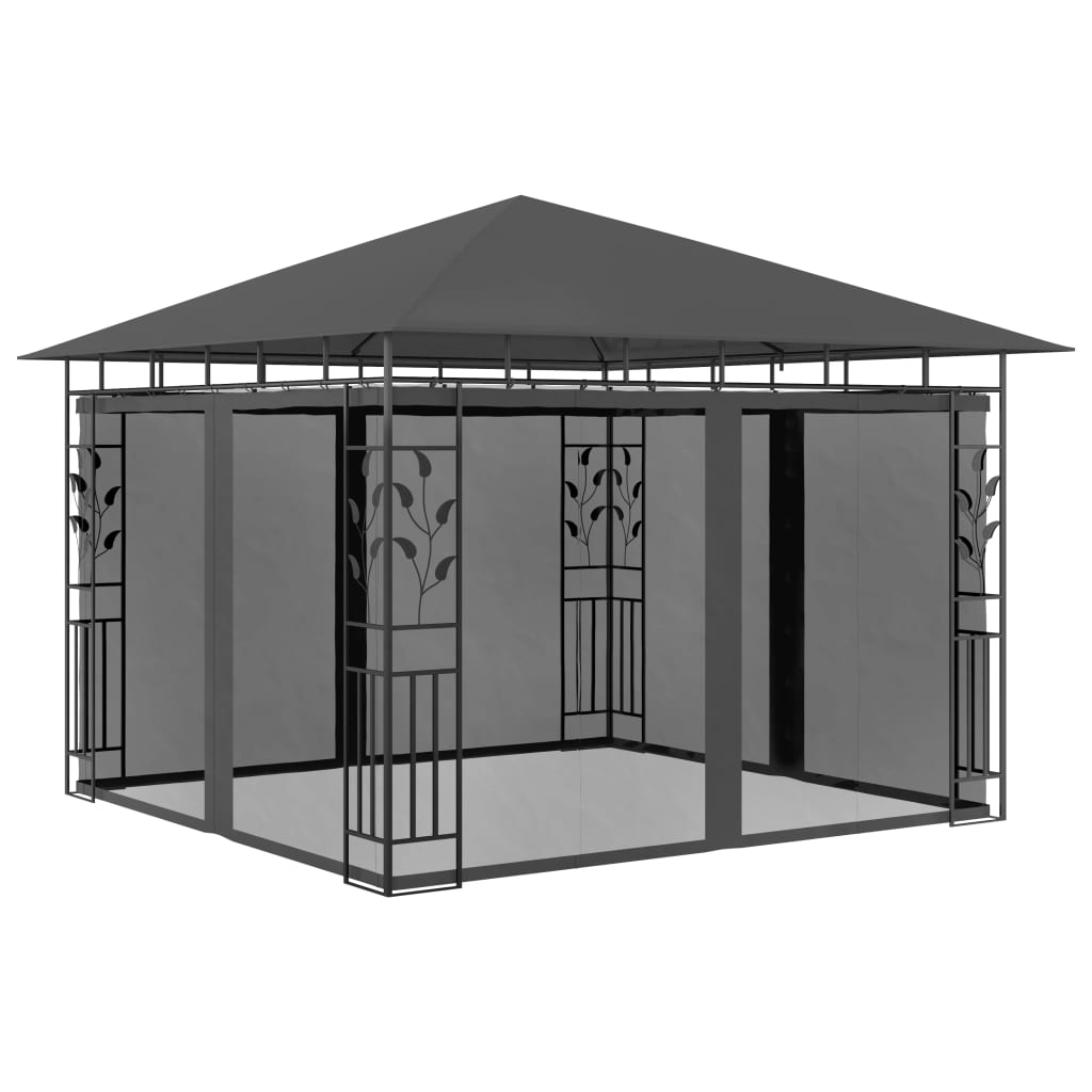 Gazebo with Mosquito Net 3x3x2.73 m Anthracite 180 g/mÂ² - The Home Maker