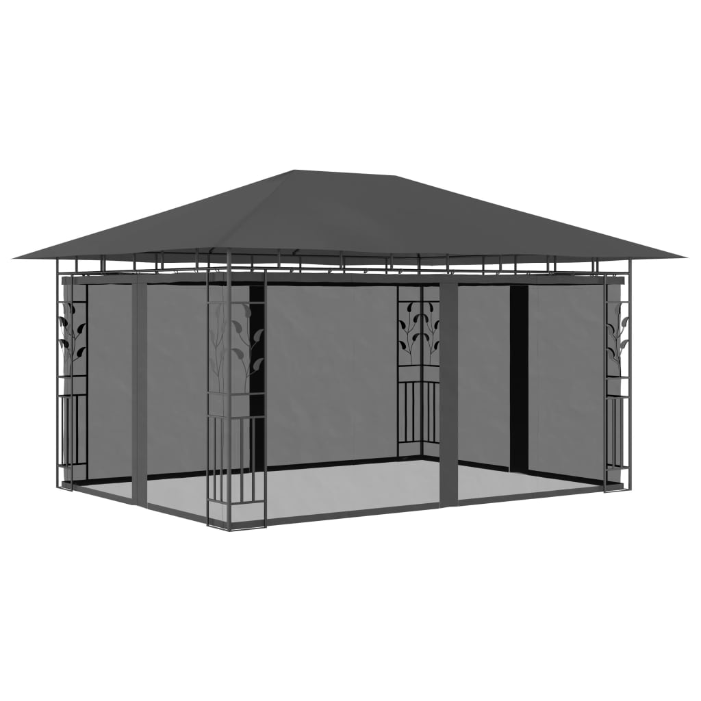 Gazebo with Mosquito Net 4x3x2.73 m Anthracite 180 g/mÂ² - Merlin Deals